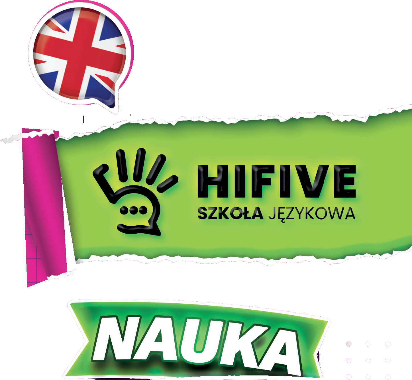 HIFIVE Szkoła Językowa — rwąca się kartka z logo